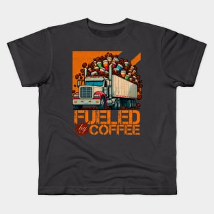 Vintage semi truck and coffee design Kids T-Shirt
